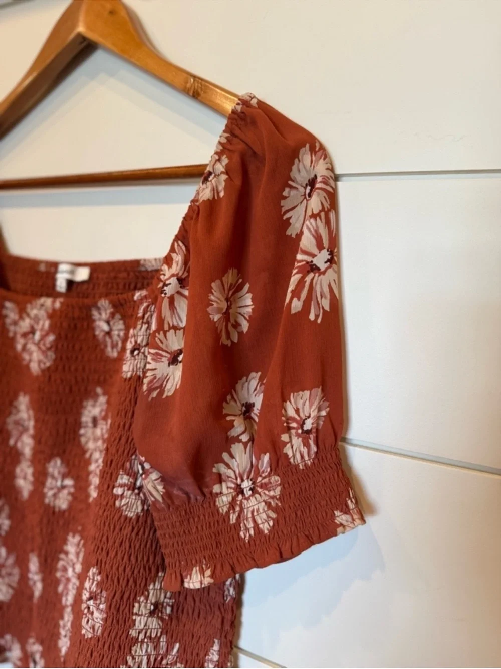 MADEWELL Moody Blooms Georgette Lucie Puff Sleeve Smocked Bodice Top